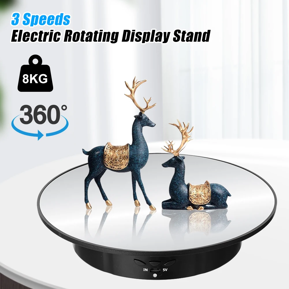 Electric Rotating Display Stand 8KG Load 3 Speeds Adjustable Turntable 360 Degrees Display for Photography Video Shooting Props