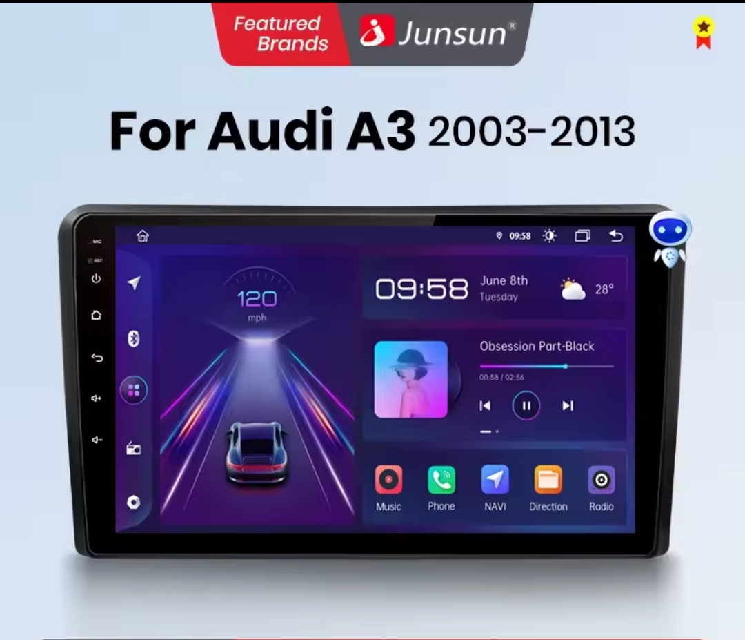 Junsun V1 Pro AI Voice – Οθόνη Android 13 για Audi A3 8P (2003–2013)