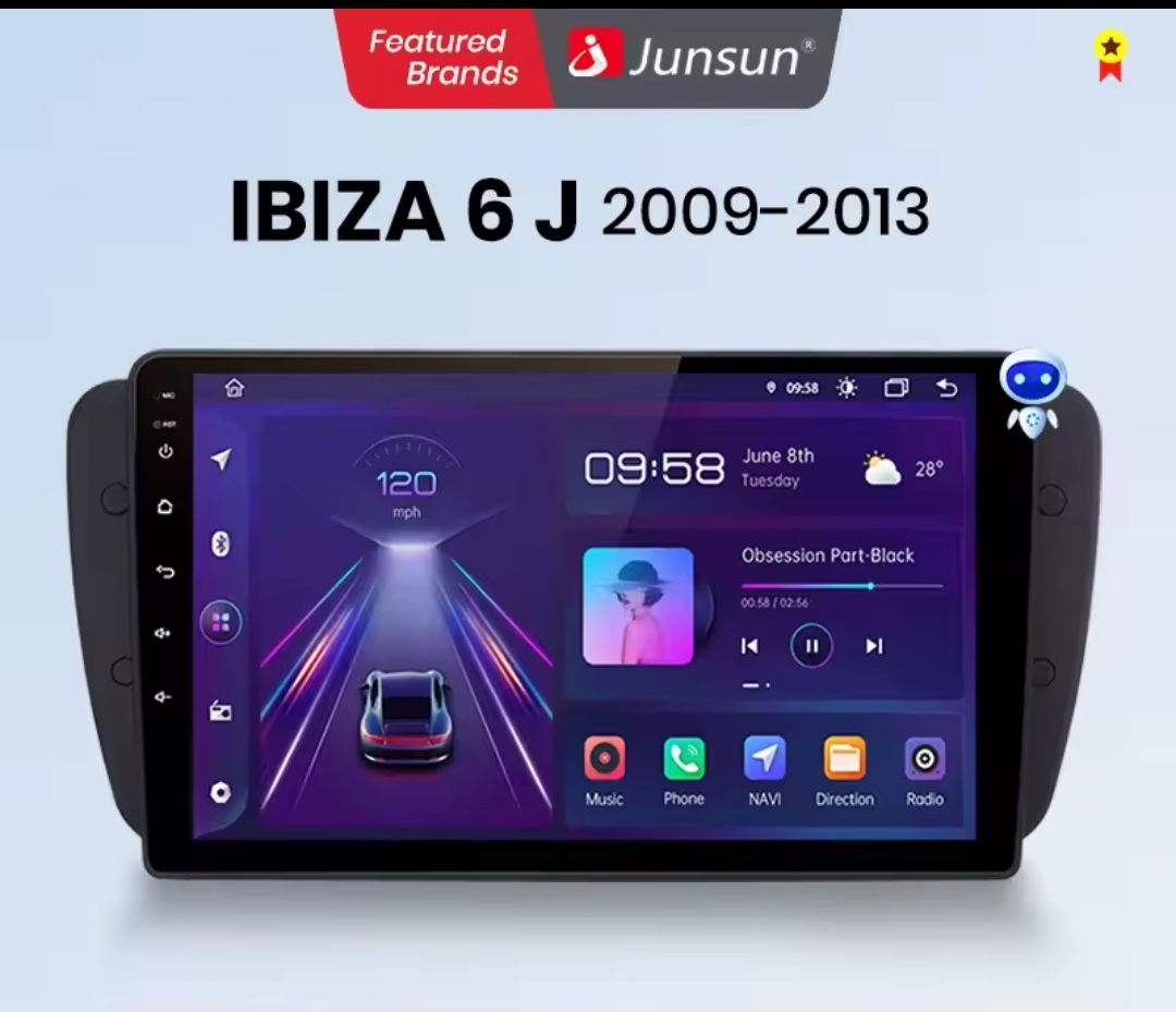 Junsun V1 Plus Android Car Radio with GPS for Seat Ibiza 6J (2009-2013)