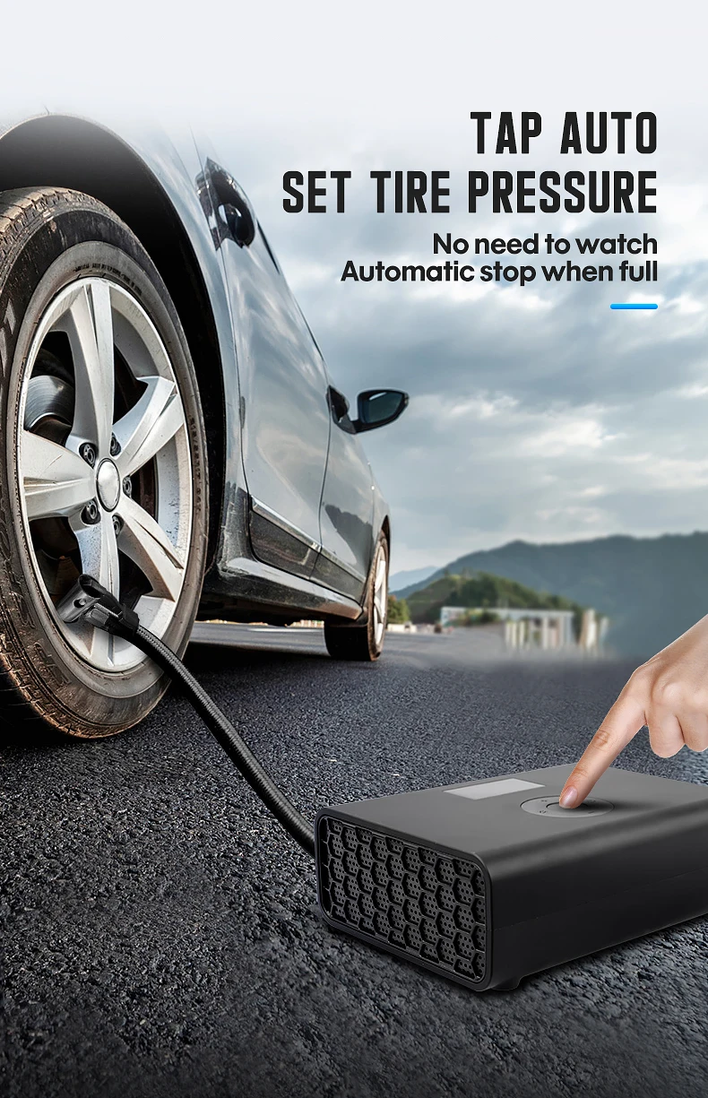 Car Air Compressor 12V 150PSI Electric Tyre Inflator Pump LED Lamp For Car Motorcycle Bicycle Wired Portable Car Air Pump