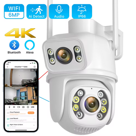 Κάμερα Wifi Διπλός φακός με διπλή οθόνη Ai 6MP 4K PTZ