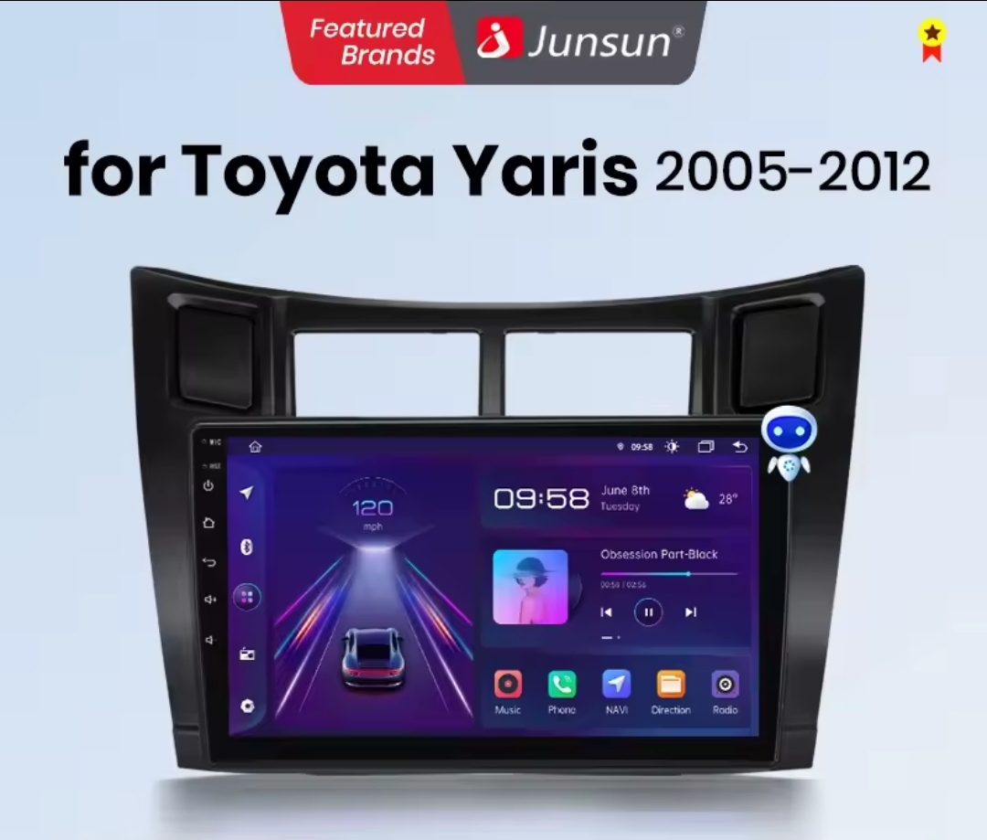Toyota Yaris 2005–2012 – V1 Plus QLED, 6GB x 128GB, CarPlay, Android Auto