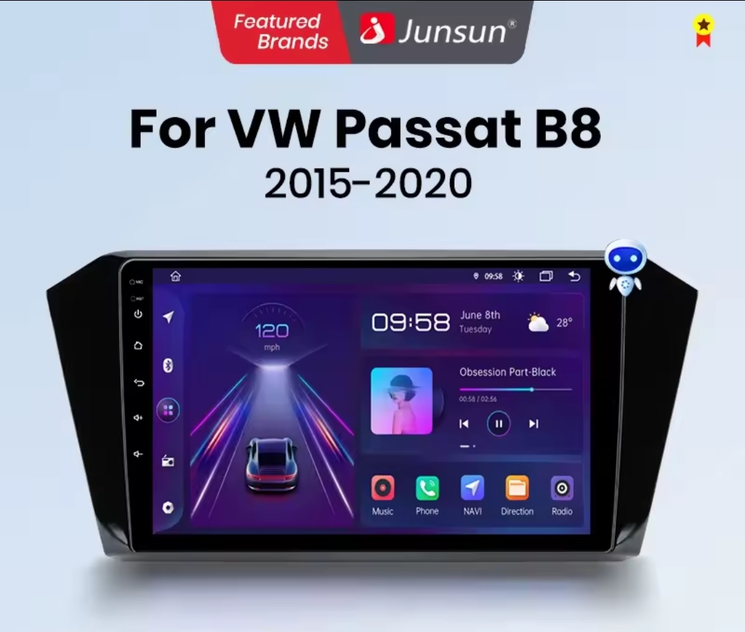 Junsun Wireless CarPlay Android Auto Car Radio For VW Volkswagen Passat B8 2015 – 2020 GPS Multimedia 2 din Systems Stereo
