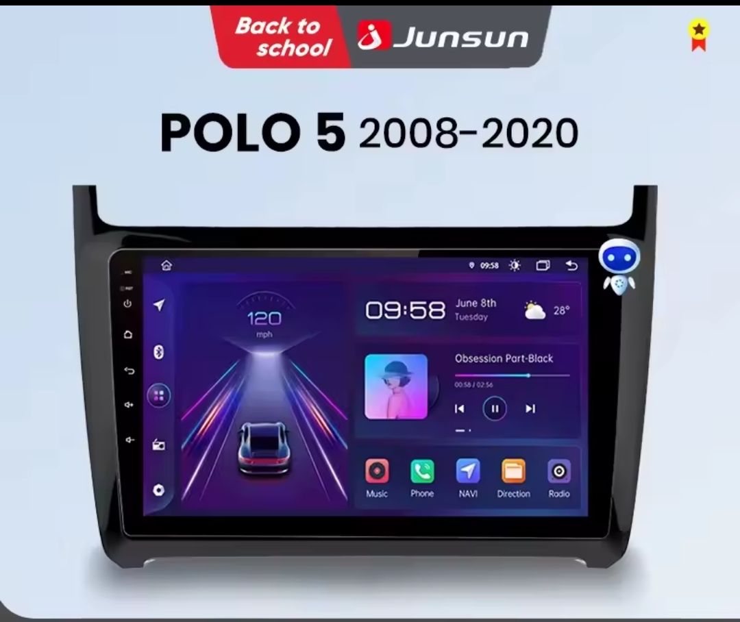 Junsun V1+ Car Radio με Wireless CarPlay & Android Auto για VW Polo 5 (2008–2020)