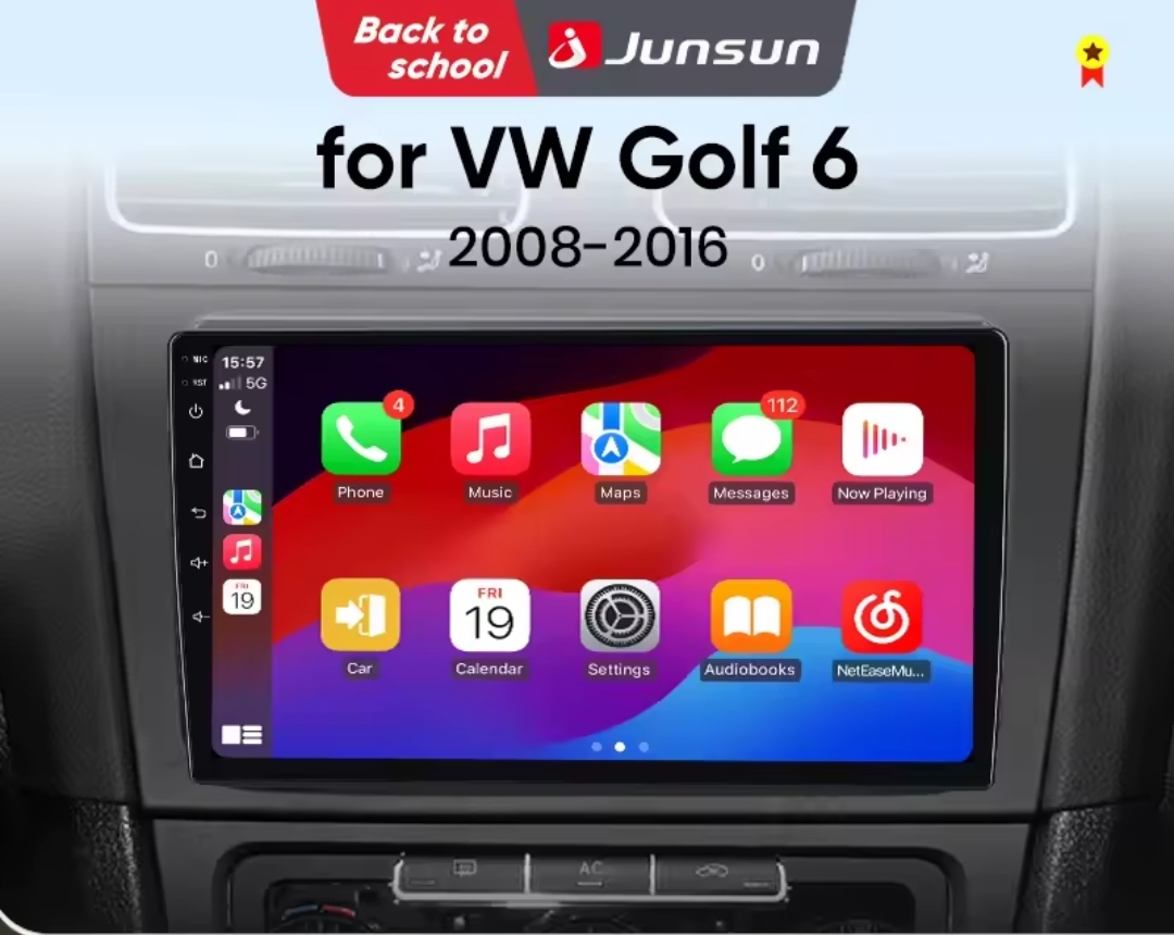 Junsun V1 Plus CarPlay Android Auto Multimedia για VW Golf 6 (2008–2016)