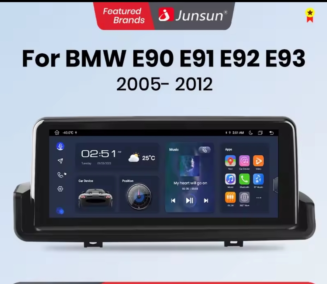 Junsun Car Radio Android Head Unit 8-Core 6+128GB για BMW E90 E91 E92 E93 (2005-2012) με 4G, WiFi, Bluetooth, CarPlay & Android Auto