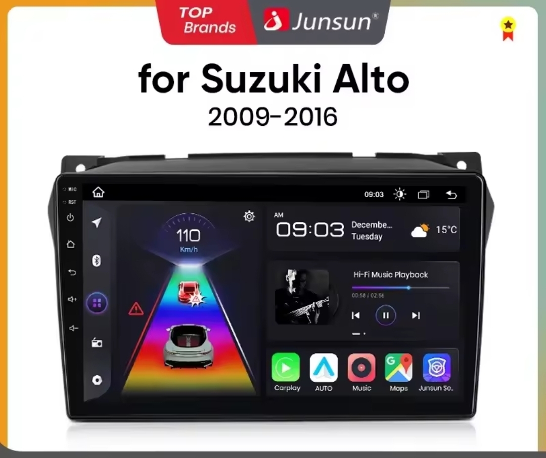 Junsun V1 plus Android CarPlay Οθόνη Αυτοκινήτου για Suzuki Alto (2009–2016) | 8 Πυρήνες, QLED, 6GB RAM + 128GB ROM