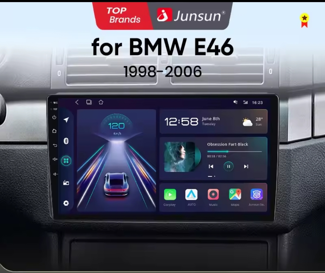 Junsun V1 Plus 8-Core QLED Multimedia Car Radio με CarPlay & Android Auto για BMW E46/M3/X5 (1998–2006)